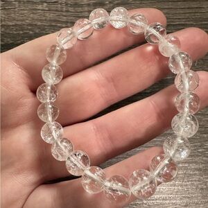 Crackle Quartz Clear Bead Bracelet- Genuine Crystal - NWOT
